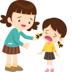 Comforting sad children with friend