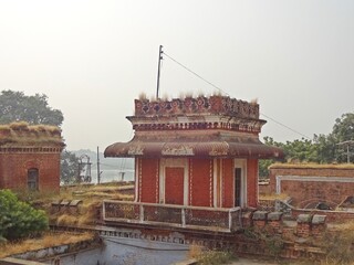 Red sandstone structure in a historic fortress, RAMNAGAR FORT, VARANASI, UTTAR PRADESH, INDIA 