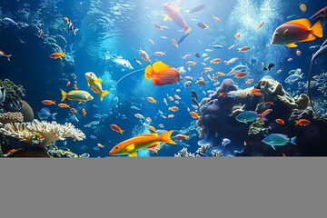 Fototapeta na wymiar : A vibrant coral reef ecosystem with a vast array of tropical fish swimming among the corals