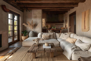 Modern Boho Gray Rustic style house interior and living room Color Therapy.