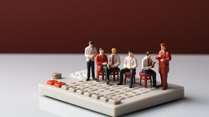 Group of Figurines Sitting on Top of a Keyboard
