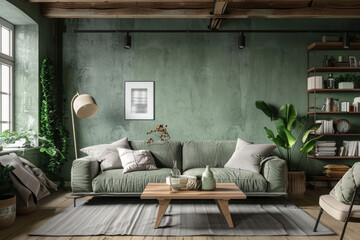 Modern French Green scandinavian Dynamic Spaces. - obrazy, fototapety, plakaty