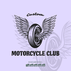 Winged  wheel in vintage style emblem, badge, Illustration