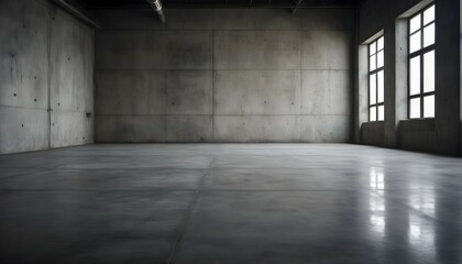 Grunge concrete cement floor with dark vignette in industrial building can use for texture and background - obrazy, fototapety, plakaty