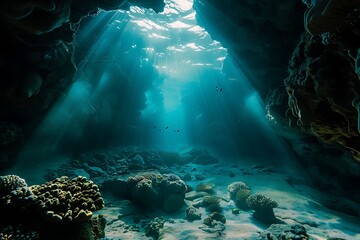 : An awe-inspiring underwater canyon, teeming with life and deep ocean wonders