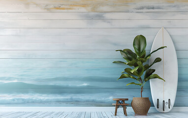white wood walls with a plant and surfer next to it i 3400140e-5576-4f35-a69f-073a3e30d65a 1