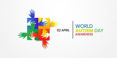 World Autism Awareness Day banner. April 2. colorful puzzles vector background. Healthcare concept. Vector illustration
