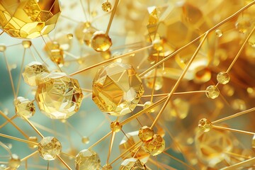 : Atoms of a Gold crystal in a stylized art style