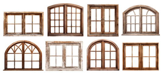 Set of wooden windows, cut out