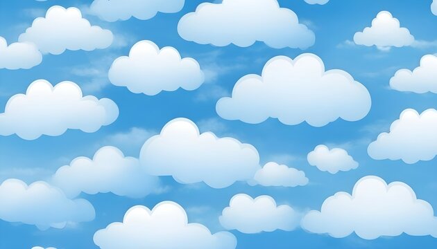 Seamless wallpaper tiles, pattern, background or texture. Based on blue sky and clouds.