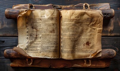 Old manuscript parchment Hebrew text ancient biblical scroll prophets, Generative AI - obrazy, fototapety, plakaty