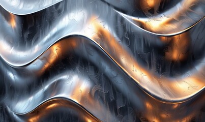 Abstract background with a wavy metallic texture, Generative AI