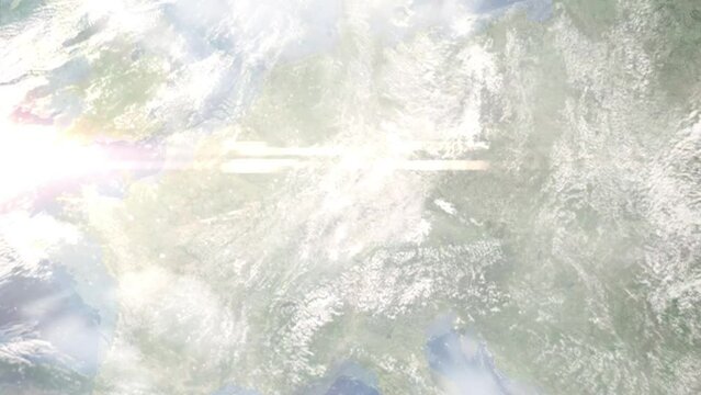 Zoom in from space and focus on Mosbach, Germany. 3D Animation. Background for travel intro. Elements of this image furnished by NASA	