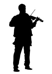 Man with a violin in his hand on white background - 771343815