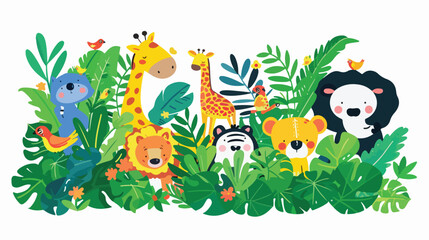 Obraz na płótnie Canvas Cartoon wild animal in the jungle flat vector isolated
