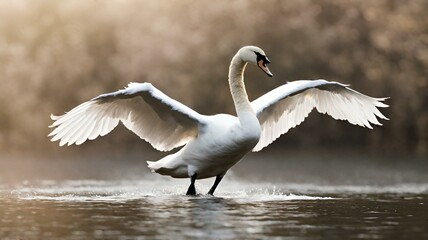 The graceful swan glides across the water, a symbol of elegance and purity.