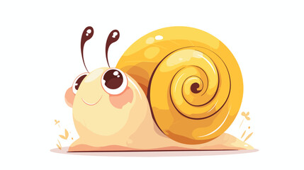 Cute Cartoon snail isolated on white background flat