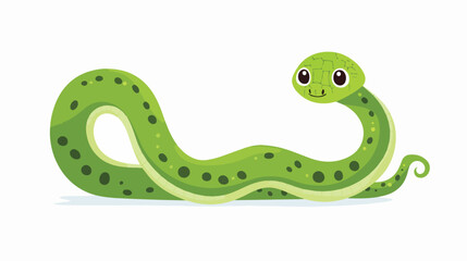 Obraz premium Cute green snake cartoon on white background flat vector
