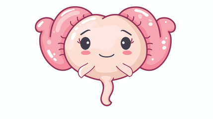 Cute happy uterus organ hold feminism sign character.