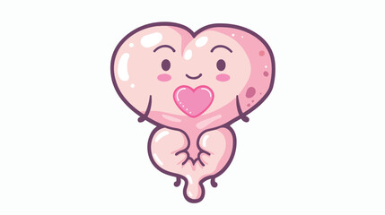 Cute happy uterus organ hold feminism sign character.