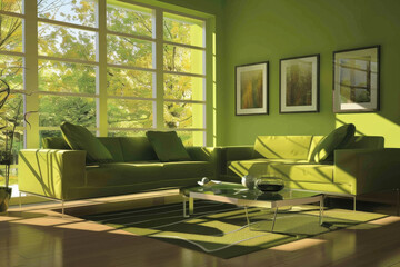 Modern Minimalist Olive Green Modern style house interior and living room Emotional Architecture.