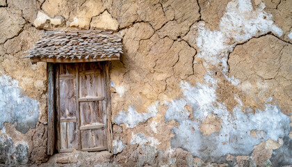 Fototapeta na wymiar old wall with clay and boards