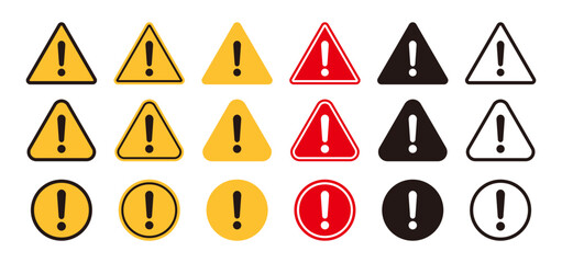 Set of caution, danger and warning signs