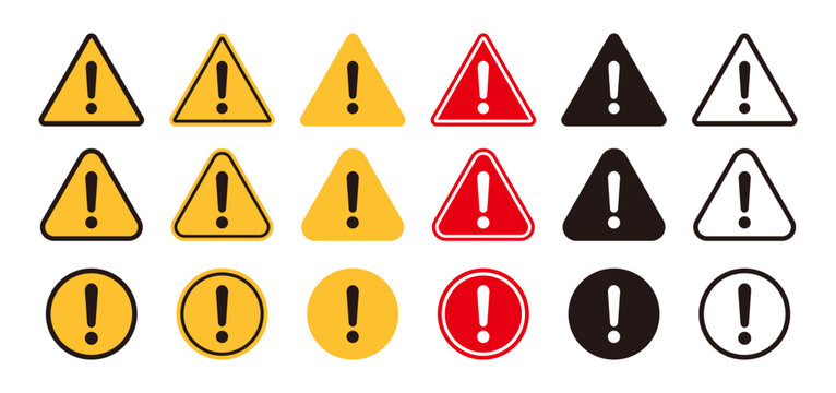 Set of caution, danger and warning signs