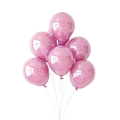  pink balloons isolated on transparent background