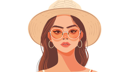 Girl model in hat with glasses with make-up illustration