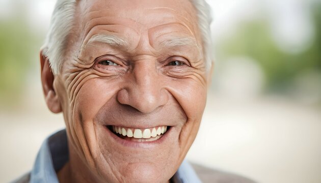 close-up portrait of happy senior man looking at camera