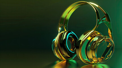 gold headphones from bliss emerald futuristic realism