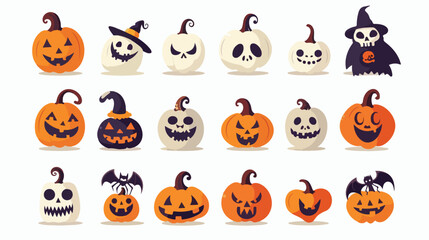 Halloween Icon Set flat vector isolated on white background