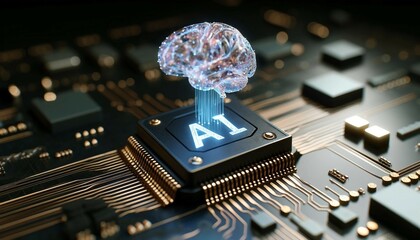 Holographic Brain on Circuit Board Technology Concept