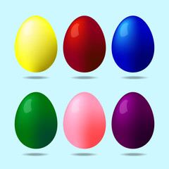 Happy Easter Eggs. Set of different colored easter eggs. Vector illustration