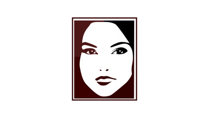 Beautiful woman face, black and brown isolated silhouette