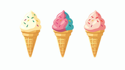 Ice cream in the waffle cone logo. Ice cream cone vector