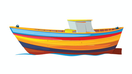 Naklejka na ściany i meble Illustration of isolated cartoon colorful boat on white