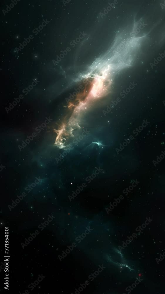 Wall mural vertical dark green deep space galaxy nebula. cinematic celestial background depicting astrology and