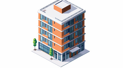 Isometric building flat vector isolated on white background