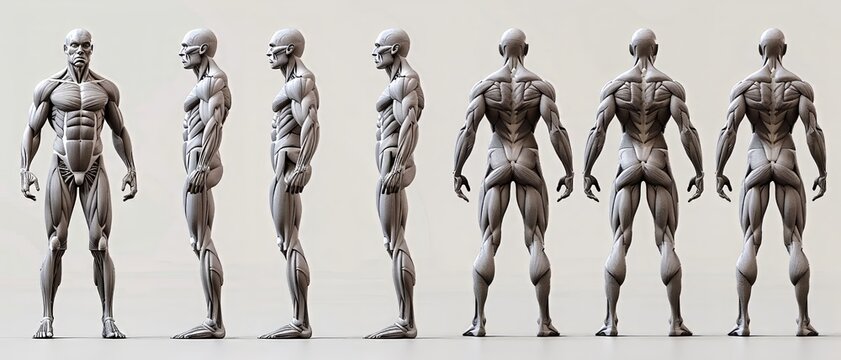 What does the ideal human form look like in your interpretation , 3D render, no contrast, clean sharp focus