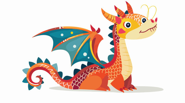 Jolly Dragon flat vector isolated on white background