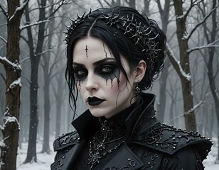 portrait of a woman with goth makeup