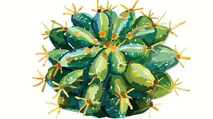 Oil paint close up catus top view. flat vector