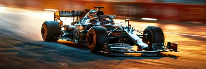 Foto op Canvas Formula 1 car racing on the circuit track while driving at high speed and accelerating at full power AIG44 © Summit Art Creations
