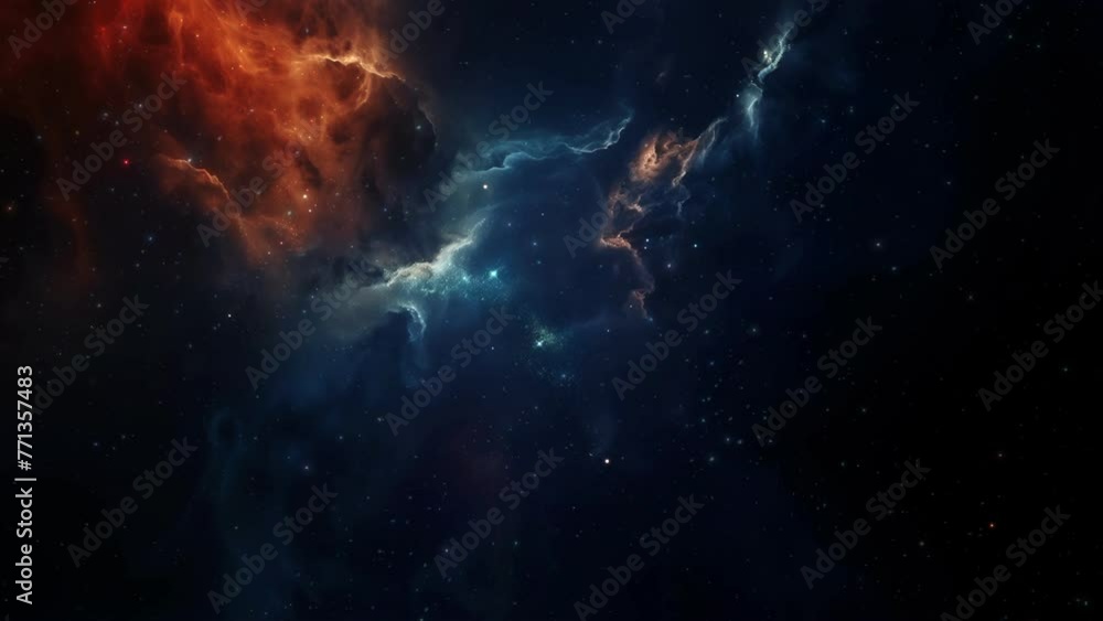 Wall mural blue orange deep space galaxy nebula. cinematic celestial background depicting astrology and space e