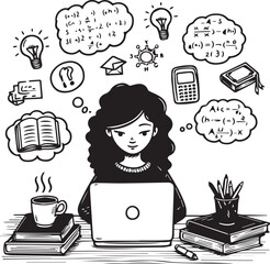 Female Student Focused on Online Learning - 771358262