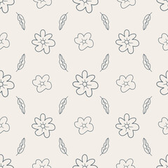 Hand drawn floral seamless pattern design. Simple abstract floral textile pattern vector.