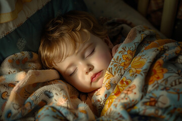 Little child dozing in her cot.