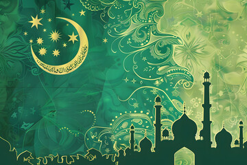 Pakistan Day Mosque Pattern Template, Flat Design